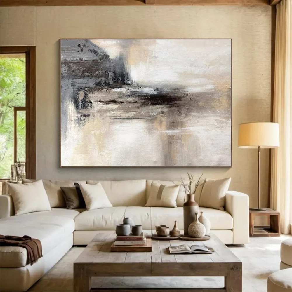 Landscape Original Gray Offices Days Abstract Canvas Wall Art 27BW2